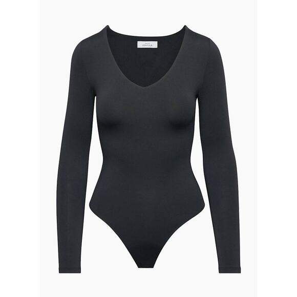 Aritzia Babaton Contour Long Sleeve Bodysuit Black Size Medium - Picture 3 of 15